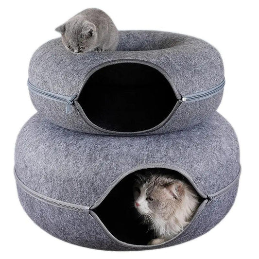 Donut Cat Bed Pet Cat Tunnel Interactive Game Toy - Onlypethappy