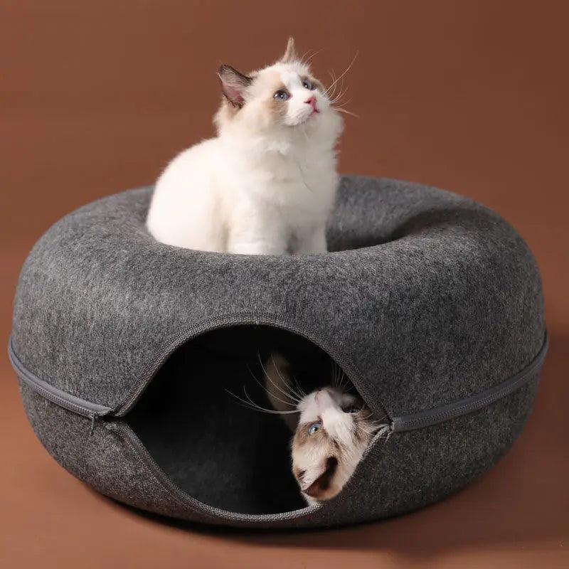 Donut Cat Bed Pet Cat Tunnel Interactive Game Toy - Onlypethappy