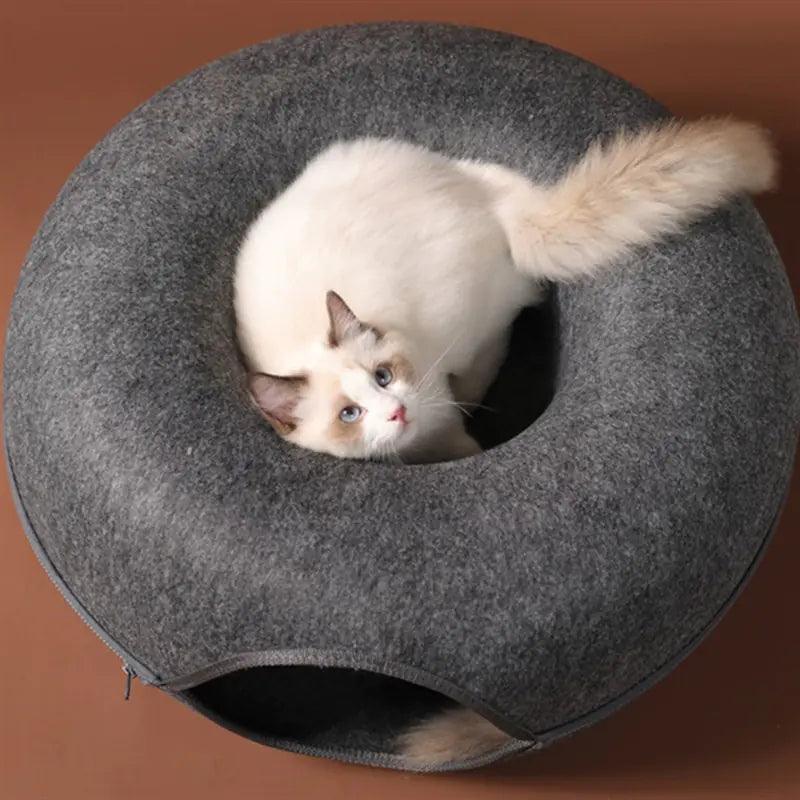 Donut Cat Bed Pet Cat Tunnel Interactive Game Toy - Onlypethappy